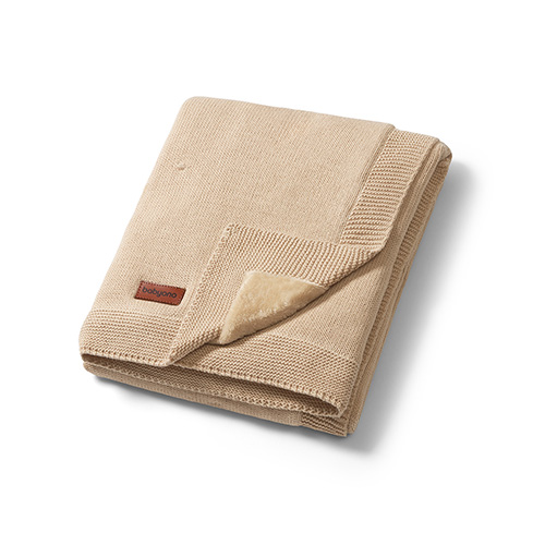 BabyOno: Kocyk bawełniany z flanelowym podszyciem jasny beż 75×100 cm