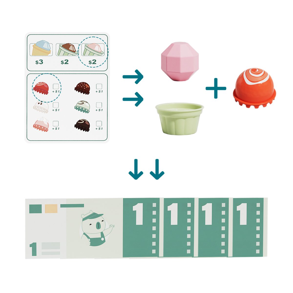 TOPBRIGHT: zabawka edukacyjna duża lodziarnia 36m+ - obrazek 7