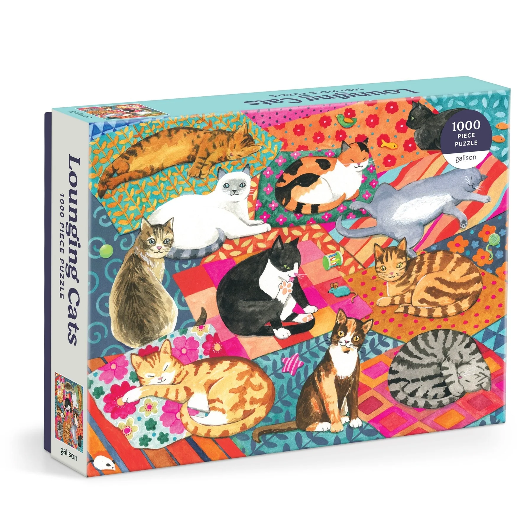 62510 Galison: puzzle Lounging Cats 1000 elementów - obrazek 1