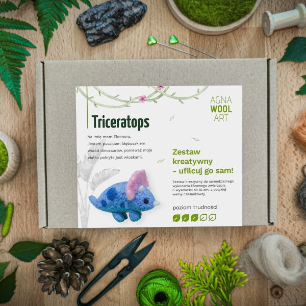 AGNA WOOL ART: Ufilcuj go sam! Zestaw do filcowania Triceratops