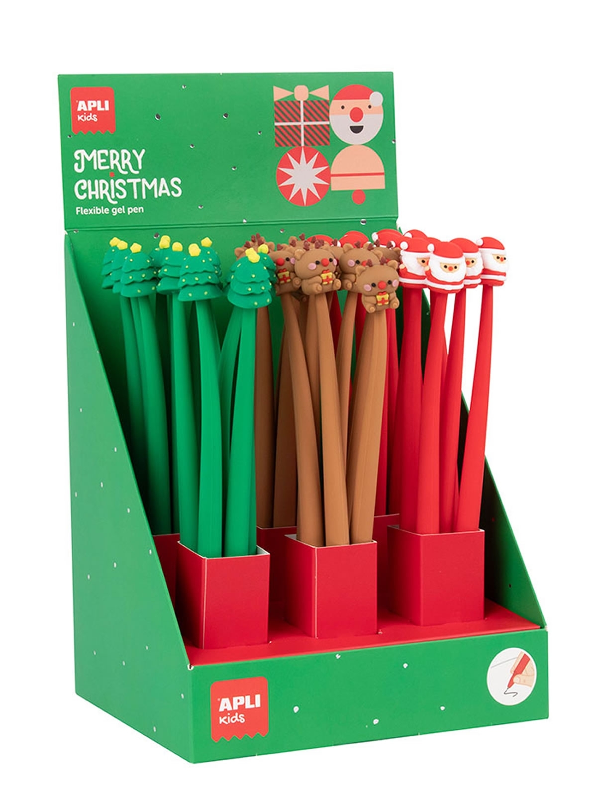 display-elastyczne-dlugopisy-zelowe-apli-christmas-36-sztuk.jpgZ APLI KIDS: Elastyczny długopis żelowy Christmas CHOINKA - obrazek 1