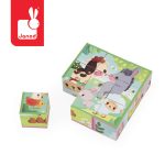 Janod: klocki układanka 6w1 kostki 9 el. Farma 2+