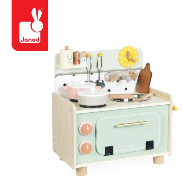 Janod: mała drewniana kuchnia z akcesoriami Shiny Grandma 3+