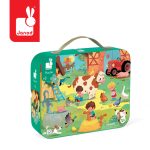 Janod: puzzle w walizce dzień na farmie 24 elementy 3+