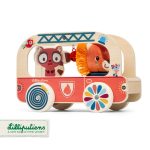 Lilliputiens Drewniany wózek do ciągnięcia Wóz strażacki Lew Jack 12 m+