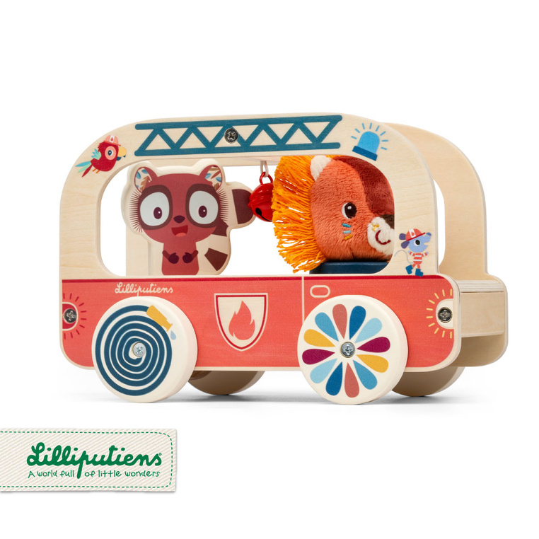 pol_pl_Lilliputiens-Drewniany-wozek-do-ciagniecia-Woz-strazacki-Lew-Jack-12-m-14095_1 Lilliputiens Drewniany wózek do ciągnięcia Wóz strażacki Lew Jack 12 m+ - obrazek 1