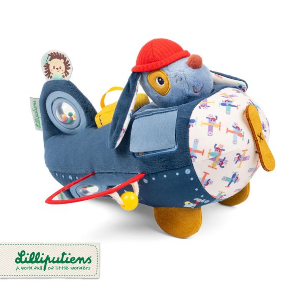 Lilliputiens Przytulanka aktywizująca wielofunkcyjna Samolot Piesek Jules 9 m+