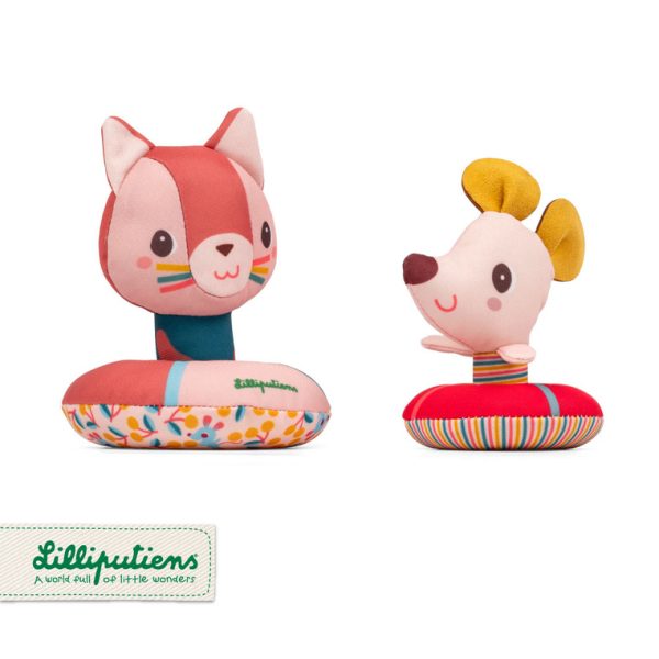 Lilliputiens Przytulanki do kąpieli Kotka Jeanne i Myszka Nina 6 m+