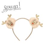 Souza! Opaska z pomponami i brokatową aplikacją renifera