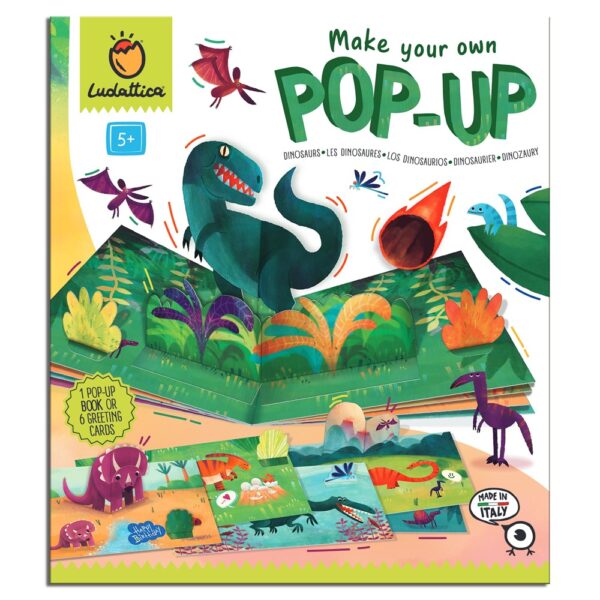 LUDATTICA: zestaw ART 2w1 – stwórz własne kartki lub książkę 3D – DINOZAURY