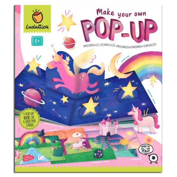 LUDATTICA: zestaw ART 2w1 – stwórz własne kartki lub książkę 3D – JEDNOROŻCE