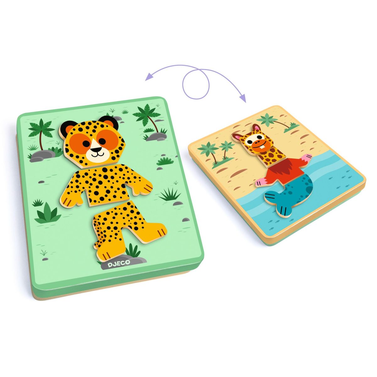 Djeco: Magnetyczne puzzle Inzebox SAFARI 2+ - obrazek 6