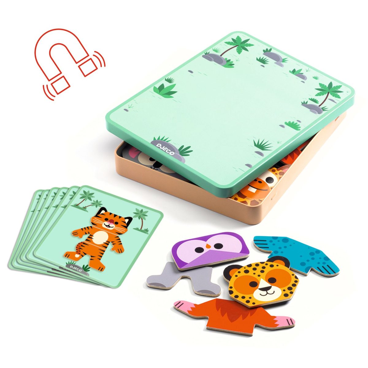 Djeco: Magnetyczne puzzle Inzebox SAFARI 2+ - obrazek 2