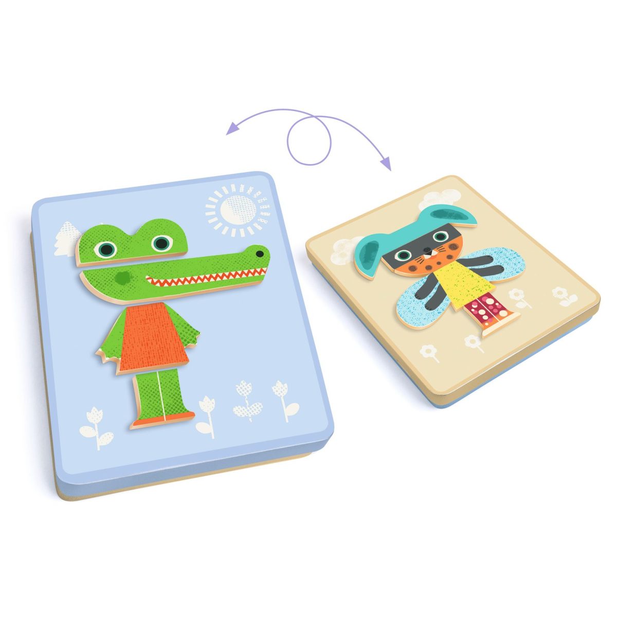 Djeco: Magnetyczne puzzle Inzebox ZWIERZĘTA 2+ - obrazek 6