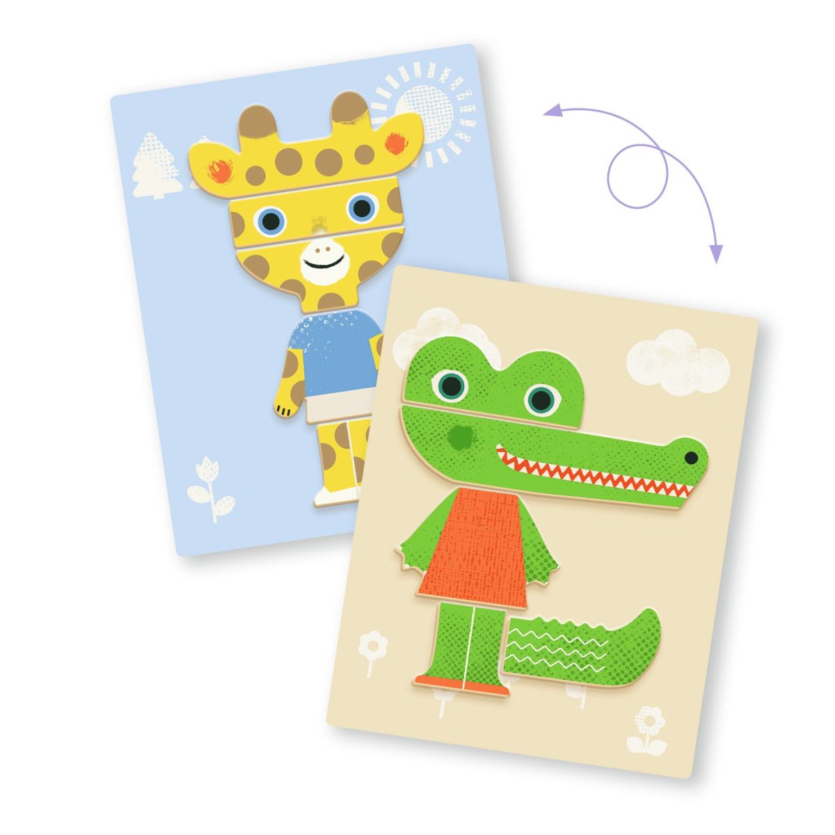 Djeco: Magnetyczne puzzle Inzebox ZWIERZĘTA 2+ - obrazek 5