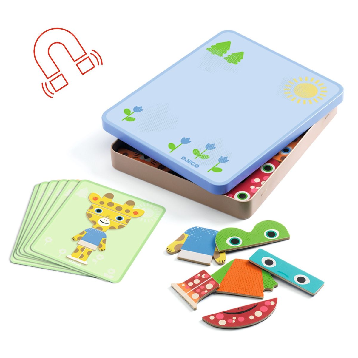 Djeco: Magnetyczne puzzle Inzebox ZWIERZĘTA 2+ - obrazek 2