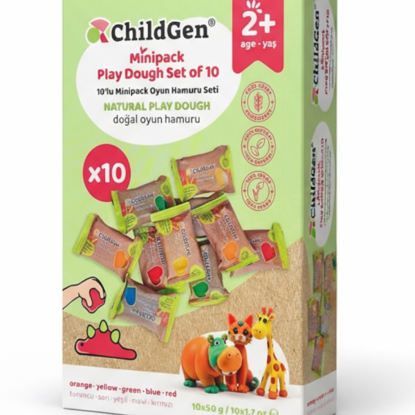 ChildGen: Naturalna ciastolina wegańska 10 saszetek mix kolorów 50g