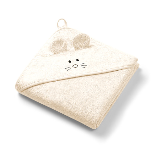 BabyOno: Okrycie kąpielowe bambusowe z kapturkiem 100x100cm kremowe