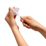 BABYONO: Szczotka do butelek i smoczków z gąbką i mini szczoteczką różowa - obrazek 2