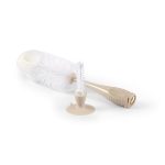 BABYONO: szczotka do butelek i smoczków z przyssawką i chowaną mini szczoteczką beżowa - obrazek 2