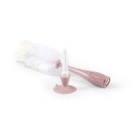 BABYONO: szczotka do butelek i smoczków z przyssawką i chowaną mini szczoteczką różowa - obrazek 2