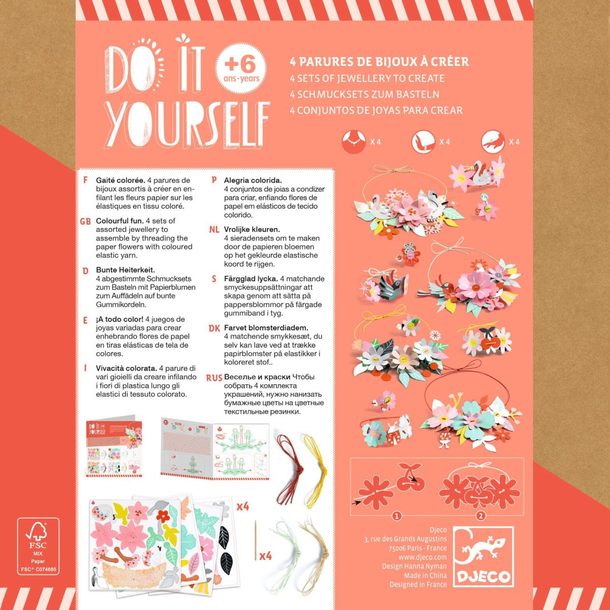 Djeco: Zestaw artystyczny - biżuteria KOLOROWA RADOŚĆ 6+ - obrazek 3