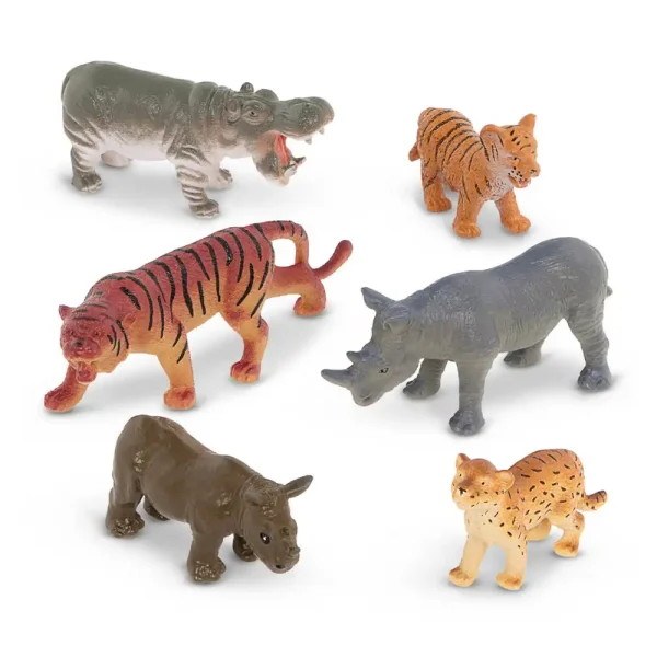 Terra by Battat: Zestaw 6 figurek w tubie - DOROSŁE i MŁODE dzikie zwierzęta