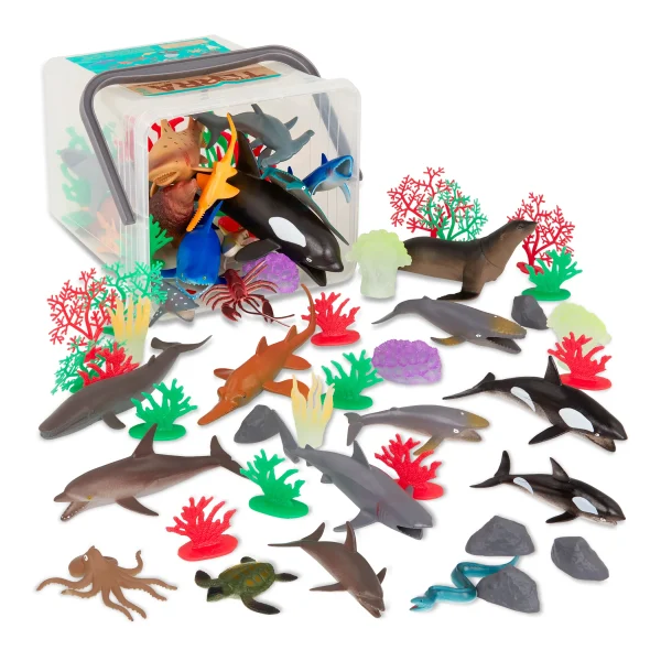 Terra by Battat: Zestaw zwierząt z AKCESORIAMI 60 el. - Świat OCEANU