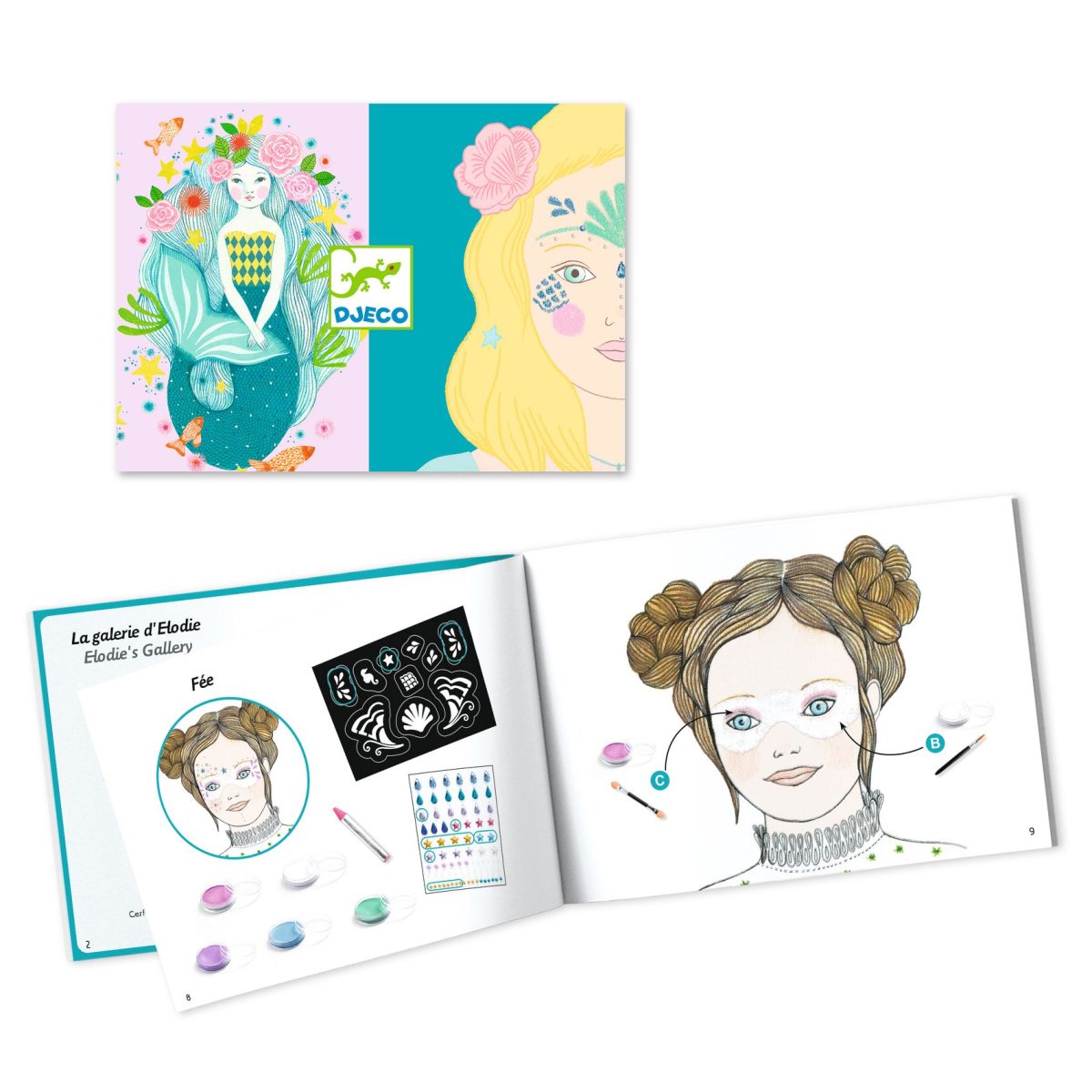 Djeco: ZESTAW do malowania twarzy, farby + akcesoria - SYRENY 4+ - obrazek 5
