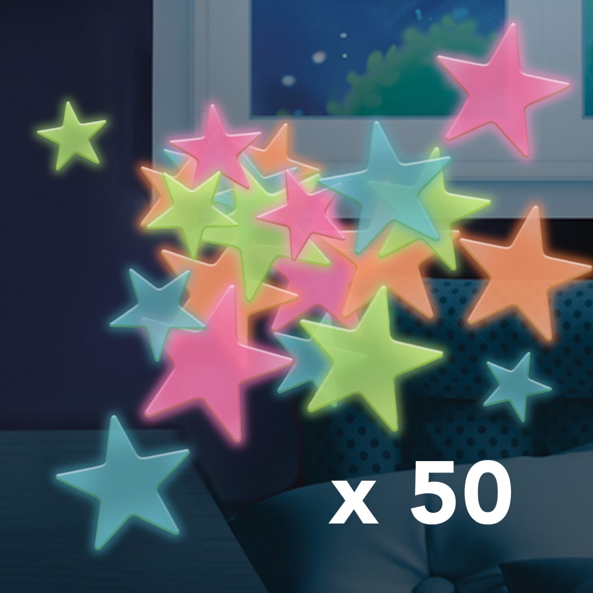 Buki: Kolorowe naklejki gwiazdki 3D świecące w ciemności 5+ - obrazek 2