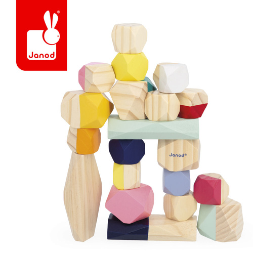 Janod Kamyki do układania drewniane 20 el. Zigolos 2+