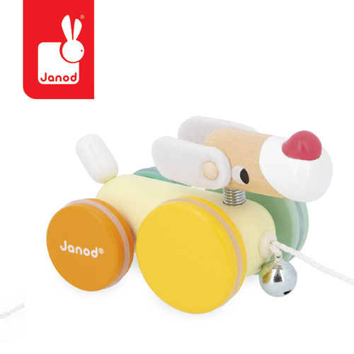 Janod Piesek drewniany do ciągnięcia Zigolos 12m+