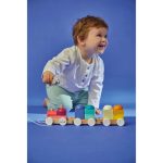 Janod Pociąg drewniany z klockami i zwierzątkami do ciągnięcia Zigolos 12m+ - obrazek 4