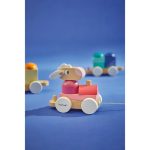 Janod Pociąg drewniany z klockami i zwierzątkami do ciągnięcia Zigolos 12m+ - obrazek 3