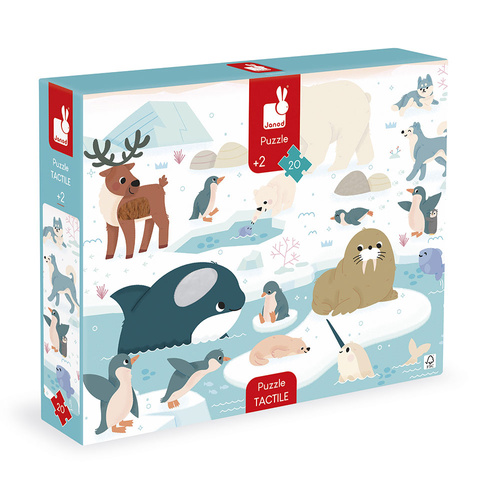 Janod Puzzle sensoryczne dotykowe Kraina polarna 20 el. 2+