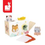 Janod Sorter drewniany pudełko sensoryczne z chusteczkami Pure 12m+
