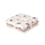 Lassig: Muślinowa pieluszka otulacz z biobawełny GOTS, 3 szt. 60x60cm, Tiny Team Kotek - obrazek 4