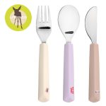Lassig Zestaw sztućców stal nierdzewna, silikonowa rączka 3 el. Tiny Team Kotek