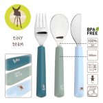 Lassig Zestaw sztućców stal nierdzewna, silikonowa rączka 3 el. Tiny Team Piesek - obrazek 3