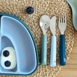 Lassig Zestaw sztućców stal nierdzewna, silikonowa rączka 3 el. Tiny Team Piesek - obrazek 2