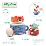 Lilliputiens: Piramida dźwiękowa sensoryczne klocki z grzechotkami Zwierzątka 12m+ - obrazek 4