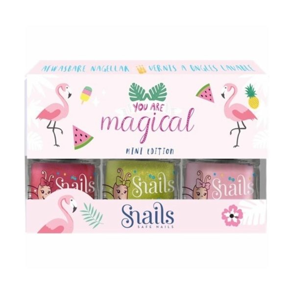 Snails: Zestaw 3 lakierów do paznokci dla dzieci - Flamingo Edycja Specjalna