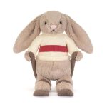 Jellycat: Króliczek Beżowy na Nartach 20 cm - obrazek 3