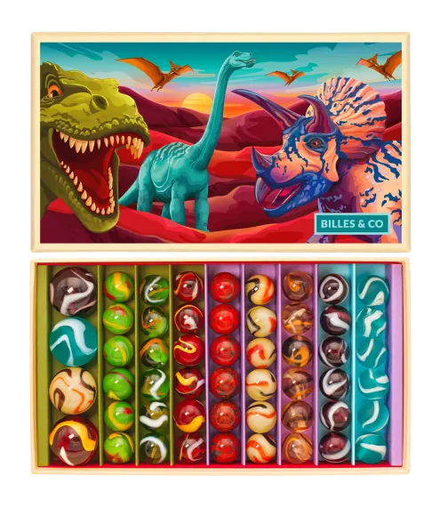 Billes & Co: Szklane kulki DINOZAURY 52 EL.