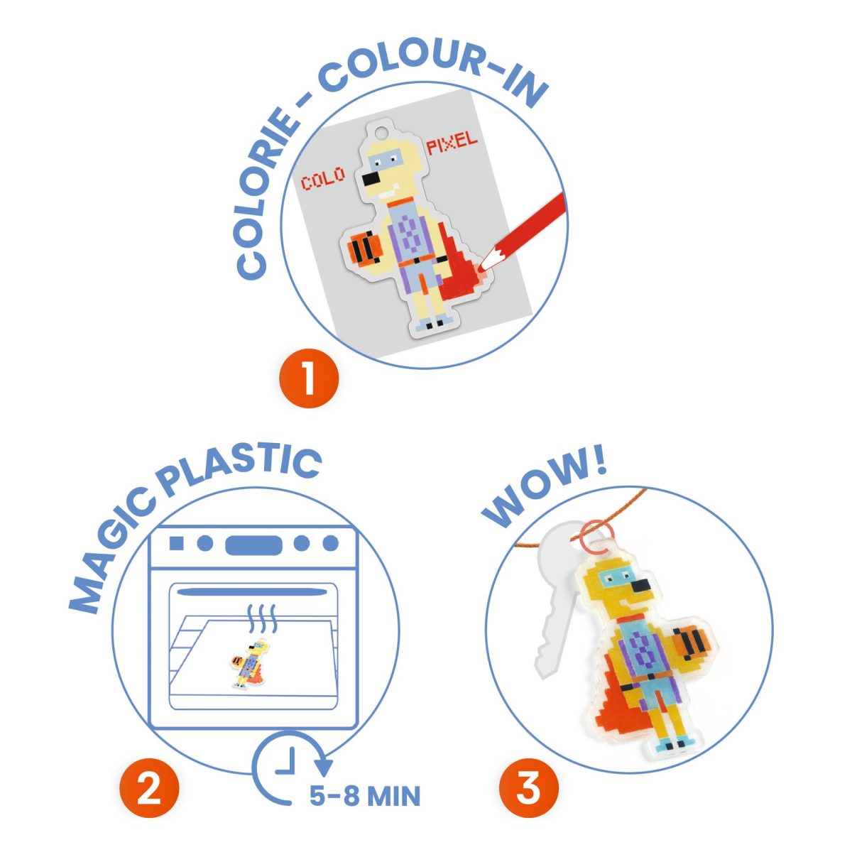 Djeco: zestaw ART - magiczny plastik BRELOCZKI PIXEL 6+ - obrazek 3