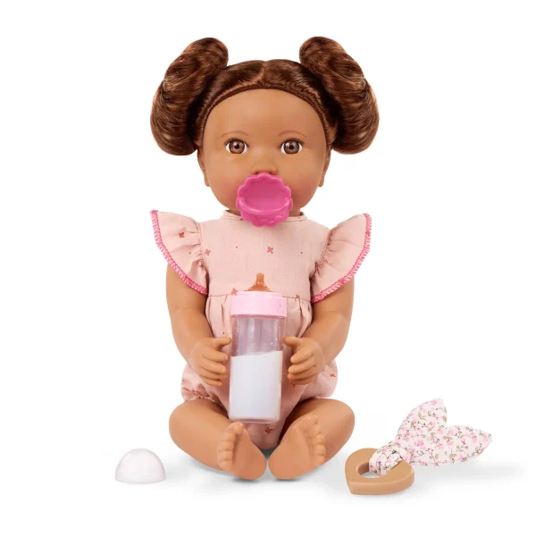 LullaBaby: Lalka NIEMOWLĘ z WŁOSAMI i butelką z efektem mleka 2+