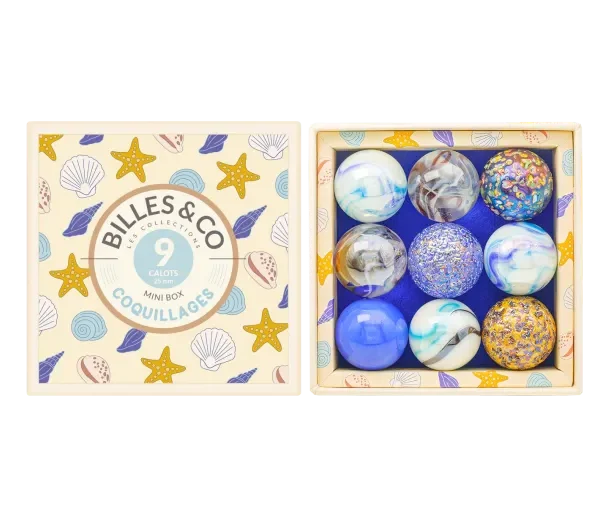 Billes & Co: Szklane kulki MUSZELKI / BOX CALOTS 9 el.