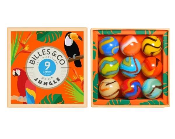 Billes & Co: Szklane kulki DŻUNGLA / BOX CALOTS 9 el.