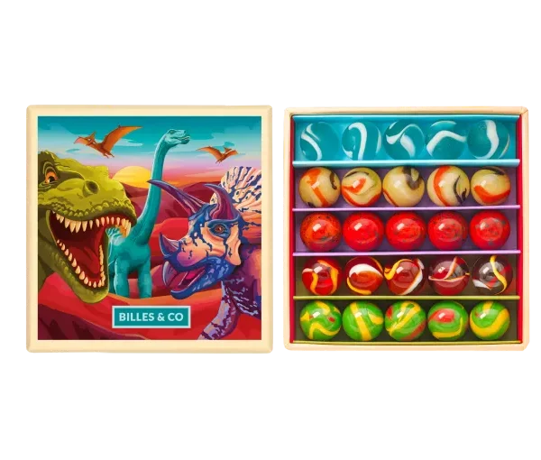Billes & Co: Szklane kulki DINOZAURY / BOX 25 el.