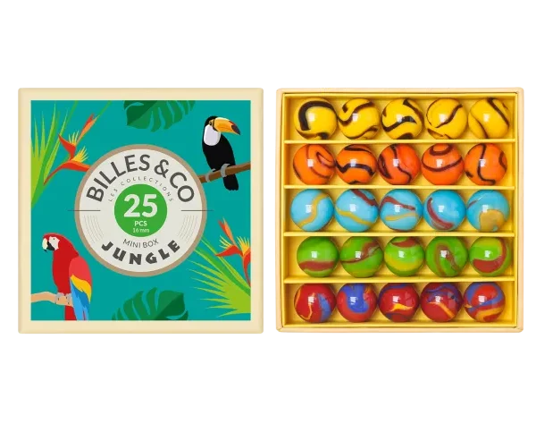 Billes & Co: Szklane kulki DŻUNGLA / BOX 25 el.